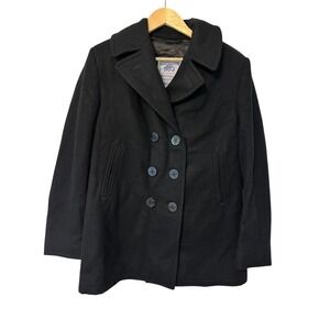 DSFCP Quarterdeck Collection Womens SZ 12L Pea Coat Black Anchor Button Size 12L